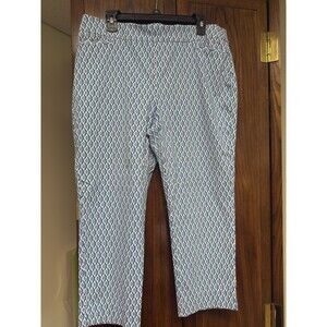 Chico’s Perfect Stretch Ankle Pants Funky Diamond Turquoise